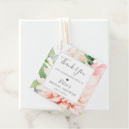 Tack för rosabrunt blomsterbukett gåvor etiketter