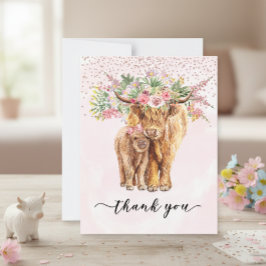 Tack för Rosan Baby Shower Highland Cow Anteckningskort