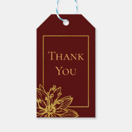 Tack för rött och Guld Blommigt-bröllop Presentetikett