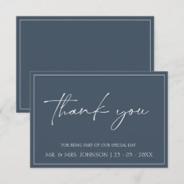 Tack för Royal Blue Opulence Script Bröllop-kort Kort