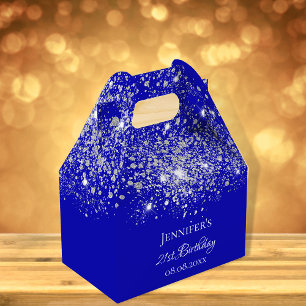 Tack för royalet Blue silver glitter Presentaskar