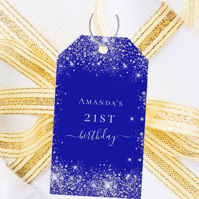 Tack för royalet Blue silver Presentetikett (Skapare uppladdad)