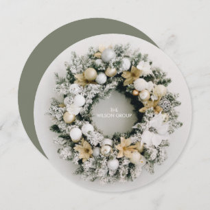 Tack för rund julkrans julkort