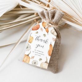 Tack för Rustic Pumpkins Fall Baby Shower Presentetikett