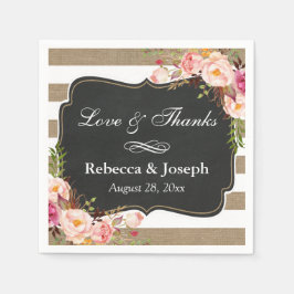 Tack för Rustik botaniska Blommigten Burlap Rand K Pappersservett