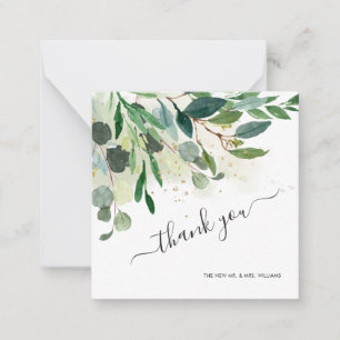 Tack för Rustik Watercolor Blue Gum Eucalyptus Anteckningskort