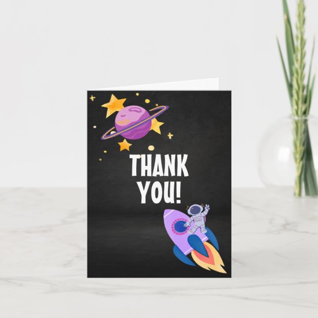 Tack för rymdstart födelsedagsfest (Framsida)