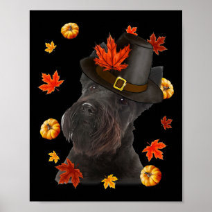 Tack för Scottish Terrier Hund Pilgrim Hat Fall Ly Poster
