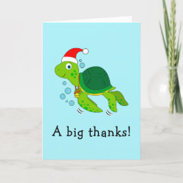 Tack för Sea Turtle i jultomten Helgkort