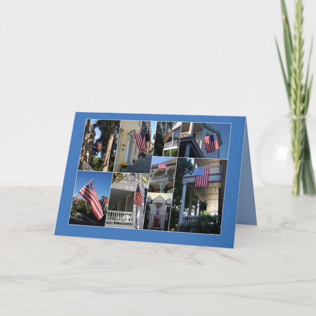 Tack for Service American Flagga Collage Kort (Framsida)