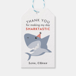 Tack för Sharktastic Födelsedagsfest Presentetikett