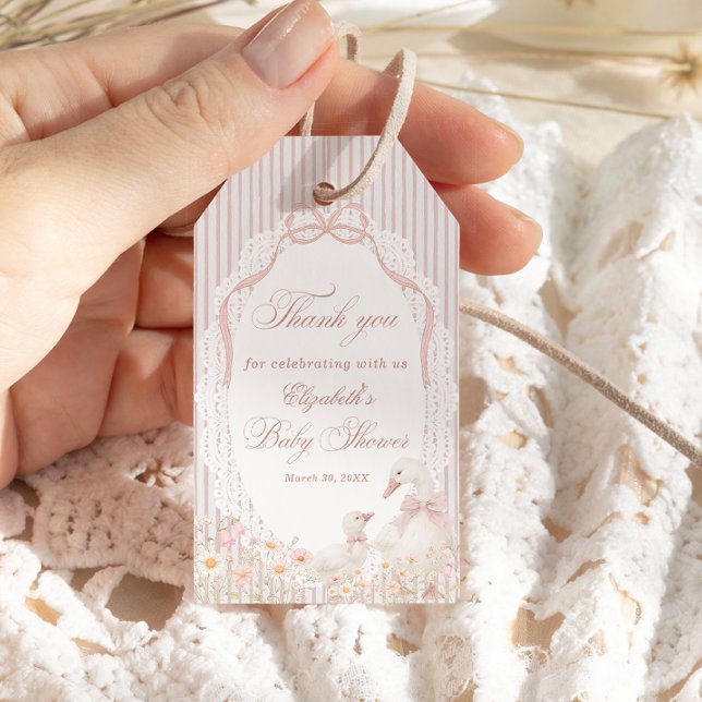 Tack för Silly Goose Flower Girl Baby Shower Presentetikett (Skapare uppladdad)