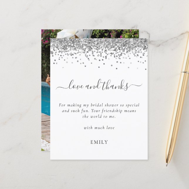 Tack för Silver Glitter Photo Möhippa (Fram/Back In Situ)