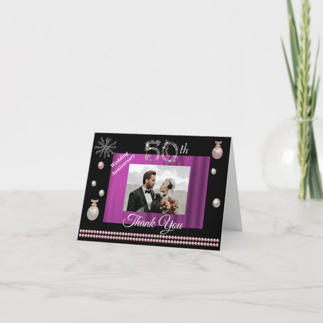 Tack för silver Pearls 50:e Bröllop-årsdagen Julaf Kort (Framsida)