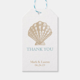 Tack för sjömil Nautical Tan/Aqua Beach Wedding Presentetikett