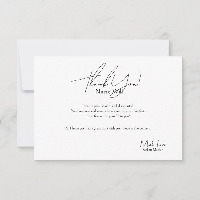 Tack för sjuksköterskan kort (Framsida)
