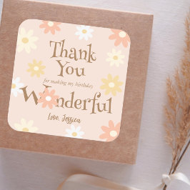 Tack för Skapar av min underbara Daisy på födelsed Fyrkantigt Klistermärke