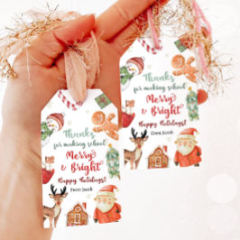 Tack för Skapar skolMerry och Bright Presentetikett