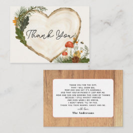 Tack för skuvning av träsegment, svamp, blommor anteckningskort