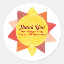 Tack för småföretag - solsken runt klistermärke