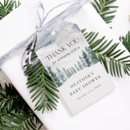 Tack för Snö Vinter Värld Baby Shower Presentetikett