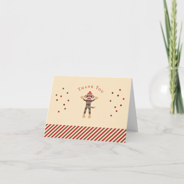 Tack för sock monkey-kortet kort (Framsida)