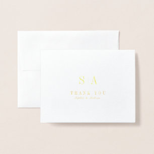 Tack för sofistikerade minimalistiska monogram folierat kort