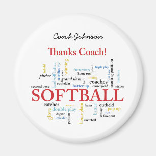 Tack för Softball Coach Ord från Group, Team, Red Magnet