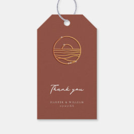 Tack för solnedgången logotyp terracotta presentetikett
