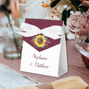 Tack för solros Burgundy Ro Geometric Bröllop Presentaskar