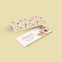 Tack för sommarträdgården blommigt Bröllop Litet Visitkort