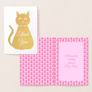 Tack för söt rosa liten flicka katt bebisfest folierat kort