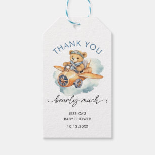 Tack för spädbarnshölje för Cute Nalle Presentetikett
