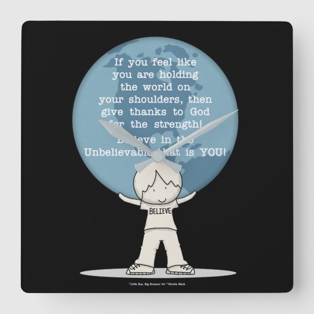 Tack för styrka fyrkantig klocka (Framsida)