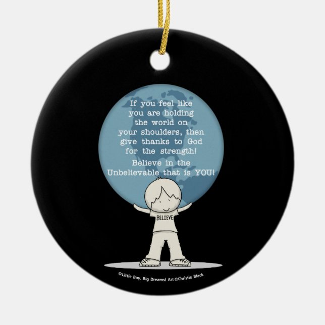 Tack för styrka julgransprydnad keramik (Framsidan)