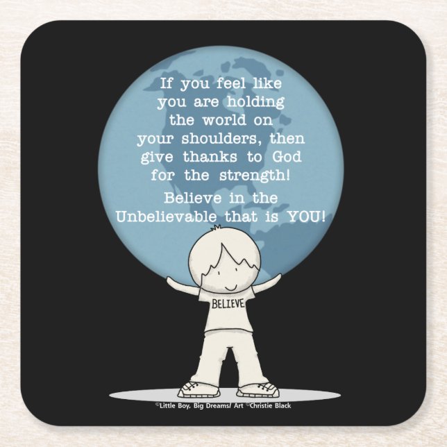 Tack för styrka underlägg papper kvadrat (Framsidan)