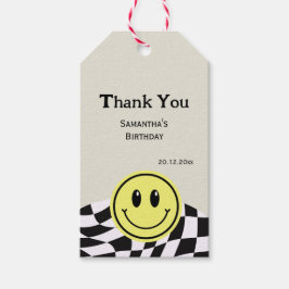 Tack för svart födelsedagskontroll för Retro-Vinta Presentetikett