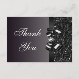 Tack för svart utskrivaven Sequinspilbåge & Kort