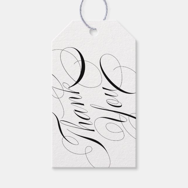 Tack för svartvit Elegant Presentetikett (Framsidan)