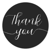 Tack för svartvit kalligrafi