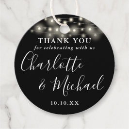 Tack för svartvit skriptsträng, Ljus Gåvor Etiketter