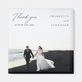 Tack för svartvita moderna bröllop magnet