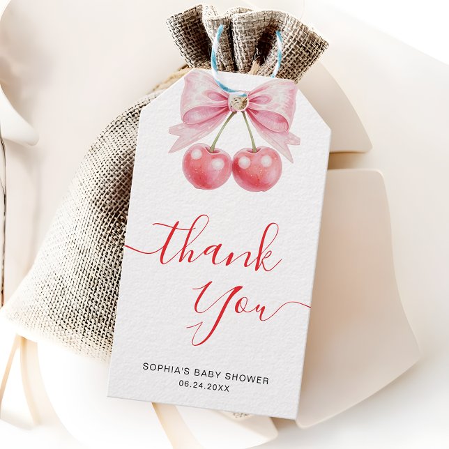 Tack för Sweet Cherry Baby Shower Presentetikett (Skapare uppladdad)