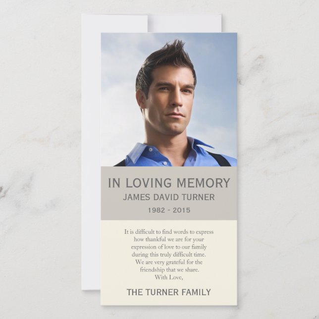 Tack för sympati för personligfoto minnes- (Framsida)