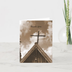 Tack för sympati, gammalt Sepiakort för kyrkan Kort