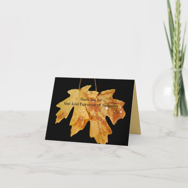 Tack för sympati, Löv Raindros Note Card Kort (Framsida)