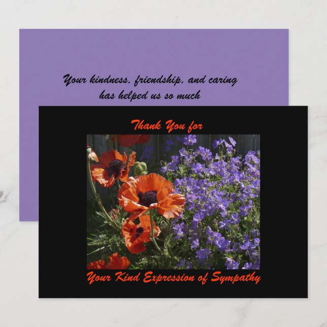 Tack för sympati, Orange Flowers Poppies (Fram/baksida)