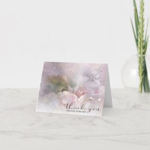 Tack för sympati vid vit Rosa Blommar   FOTO Kort