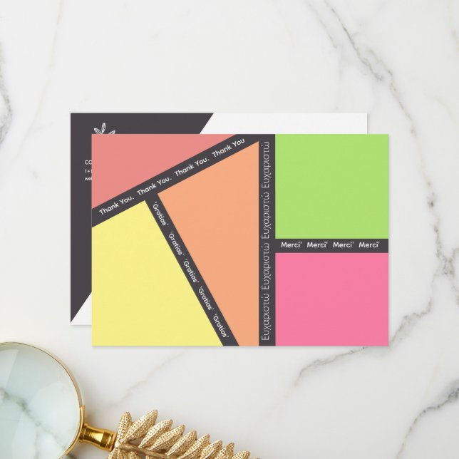 Tack för tackkort för Många-språk Kort (Fram/Back In Situ)