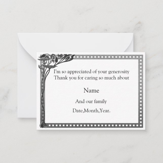 Tack för tackkortet Art nouveau Ram Anteckningskort (Framsida)